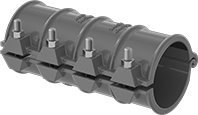 Image of Product. Front orientation. Pipe Repair Clamps. Medium-Pressure Pipe Repair Clamps, Partial-Coverage Gasket.