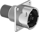 Image of Product. Front. Front orientation. Ecomate Connectors. Vibration-Resistant High-Current Ecomate Connectors, Male Panel-Mount Crimp-On Receptacles—External Housing Lock.