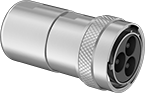 Image of Product. Front. Front orientation. Ecomate Connectors. Vibration-Resistant High-Current Ecomate Connectors, Male Crimp-On Plugs—Internal Housing Lock.