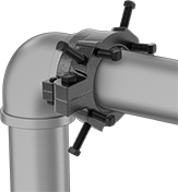 Image of ProductInUse. Clamp Shown Installed. Front orientation. Pipe Repair Clamps. Pipe Joint Repair Clamps.