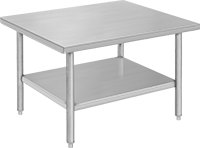 Image of Product. Front orientation. Tables. Low-Profile Stainless Steel Tables, Stationary, Stainless Steel Shelf.