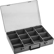 Image of Product. Front orientation. Organizer Boxes. Compartmented Organizer Boxes with Handle and Adjustable Dividers, Style A.