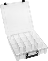 Image of Product. Front orientation. Organizer Boxes. Compartmented Organizer Boxes with Handle and Adjustable Dividers, Style B.