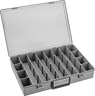 Image of Product. Front orientation. Organizer Boxes. Compartmented Organizer Boxes with Handle and Adjustable Dividers, Style C.