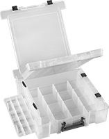 Image of Product. Front orientation. Organizer Boxes. Compartmented Organizer Boxes with Handle and Adjustable Dividers, Style G.