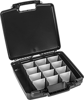 Image of Product. Front orientation. Organizer Boxes. Compartmented Organizer Boxes with Handle and Adjustable Dividers, Style J.