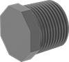 Image of Product. Front orientation. Pipe and Fittings. CPVC Pipe Fittings for Chemicals, External-Octagonal-Drive Plugs, Threaded Fitting Connection, Male.