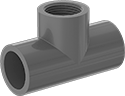 Image of Product. Cement Socket Female × NPT Female × Cement Socket Female. Front orientation. Pipe and Fittings. CPVC Pipe Fittings for Chemicals, Inline Tee Adapters, Cement-Socket Fitting Connection, Female, Threaded Fitting Connection.