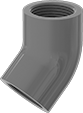 Image of Product. Front orientation. Pipe and Fittings. CPVC Pipe Fittings for Chemicals, 45° Elbow Connectors, Threaded Fitting Connection, Female.