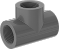 Image of Product. Front orientation. Pipe and Fittings. CPVC Pipe Fittings for Chemicals, Tee Connectors, Threaded Fitting Connection, Female.