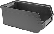 Image of Product. Front orientation. Bins. Conductive Stackable Plastic Bins.