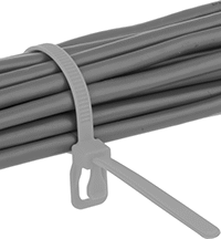 Image of ProductInUse. Front orientation. Cable Ties. Choose-a-Color Adjustable Cable Ties, Squeeze Release, Tuck-Back Head.