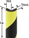 Image of Product. Front orientation. Contains Annotated. Corner Guards. Glow-in-the-Dark Corner Guards, Black/Fluorescent Yellow.