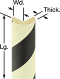 Image of Product. Front orientation. Contains Annotated. Corner Guards. Glow-in-the-Dark Corner Guards, Black/Yellow.