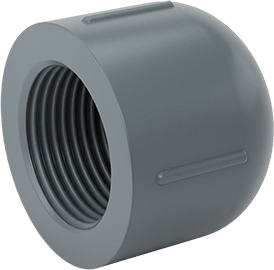 Image of Product. Back orientation. Thick-Wall Plastic Pipe Fitting for Water, Cap, 3/4 NPT Female.