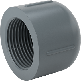 Image of Product. Back orientation. Thick-Wall Plastic Pipe Fitting for Water, Cap, 1 NPT Female.