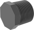 Image of Product. NPT Male. Front orientation. Pipe and Fittings. Thick-Wall Plastic Pipe Fittings for Water, External-Octagonal-Drive Plugs, Threaded Fitting Connection, Male.