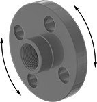 Image of Product. Front. Front orientation. Contains Annotated. Pipe and Fittings. CPVC Pipe Flanges for Chemicals, Rotating Flanges, Cement Socket Female, Raised Surface.