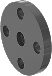 Image of Product. Flat Surface on Back. Back orientation. Pipe and Fittings. Thick-Wall Plastic Pipe Flanges for Water, Flanges, Flanged Fitting Connection, Threaded Fitting Connection, Female, Flat Surface.