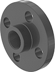 Image of Product. Front. Front orientation. Pipe and Fittings. Thick-Wall Plastic Pipe Flanges for Water, Flanges, Flanged Fitting Connection, Threaded Fitting Connection, Female, Flat Surface.