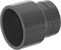 Image of Product. Cement Socket Female × Grooved-End Clamp-On Male. Front orientation. Pipe and Fittings. Thick-Wall Plastic Pipe Fittings for Water, Straight Adapters, Cement Socket Female × Grooved-End Clamp-On Male, Round Body.