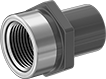 Image of Product. Back. Back orientation. Pipe and Fittings. Thick-Wall Plastic Pipe Fittings for Water, Straight Adapters with Collar, Cement-Socket Fitting Connection, Female, Male, Threaded Fitting Connection, Hex Body.