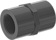 Image of Product. NPT Female. Front orientation. Pipe and Fittings. Thick-Wall Plastic Pipe Fittings for Water, Straight Connectors, Threaded Fitting Connection, Female, Round Body.