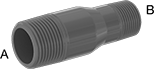 Image of Product. NPT Male × NPT Male. Front orientation. Contains Annotated. Pipe and Fittings. Thick-Wall Plastic Pipe Fittings for Water, Straight Reducers, Male, Threaded Fitting Connection.