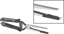 Image of Product. Front orientation. Contains Inset. Electrical Connector Pliers. For Fiber Optic Connectors.