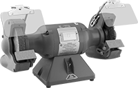 Image of Product. Grinder with Wire Brush. Front orientation. 0.5" Wire Wheel Brush. Light Duty Bench Grinders.