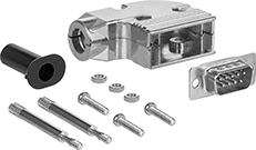 Image of Product. Front orientation. D-Sub Connectors. D-Sub Connectors, Solder Connection, 90° Elbow.