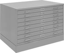 Image of System. 8-Drawer Cabinet with Optional Closed Base. Front orientation. Cabinets. Flat-Document File Cabinets, Painted Steel—Unassembled, With 8 Drawers.