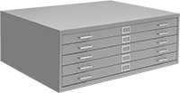Image of Product. 5 Drawer. Front orientation. Cabinets. Flat-Document File Cabinets, Painted Steel—Unassembled, With 5 Drawers.
