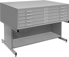 Image of System. 5-Drawer Cabinet with Optional Open Base. Front orientation. Cabinets. Flat-Document File Cabinets, Painted Steel—Unassembled, With 5 Drawers.