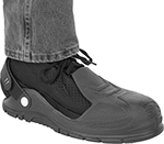 Image of ProductInUse. Antislip Toe Guard with Hook and Loop Straps. Front orientation. Toe and Foot Guards. Antislip Toe Guards, Steel Guard, Hook and Loop Straps.