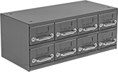 Image of Product. 8 Drawers with Label Holders. Front orientation. Cabinets. Stackable Small-Parts Cabinets, Painted Steel with Label Holders—Assembled, 8 Drawers.