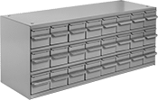 Image of Product. 24 Drawers with Label Holders. Front orientation. Cabinets. Stackable Small-Parts Cabinets, Painted Steel with Label Holders—Assembled, 24 Drawers.