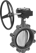 Image of Product. Front orientation. Flow-Adjustment Valves. Flanged Flow-Adjustment Valves for Chemicals, Lug Valves with Wheel Handle.