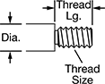 Image of Attribute. Threaded. Front orientation. Contains Annotated. Threaded End. Flat-Head Made-to-Order Pins.