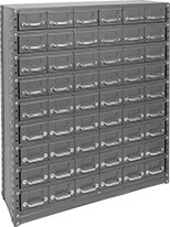 Image of Product. 54 Drawers (Bench Height). Front orientation. Cabinets. Small-Parts Cabinets, Painted Steel—Assembled, Bench-Height Storage, 54 Drawers.