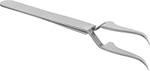 Image of Product. Front orientation. Tweezers. High-Precision Squeeze-to-Open Tweezers, Curved Square Tips.