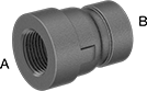 Image of Product. NPT Female × NPT Female. Front orientation. Contains Annotated. Pipe and Fittings. Medium-Pressure Iron and Steel Threaded Pipe Fittings, Straight Reducers, Female, Threaded Fitting Connection.
