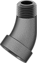 Image of Product. NPT Female × NPT Male. Front orientation. Pipe and Fittings. Medium-Pressure Iron and Steel Threaded Pipe Fittings, 45° Elbow Adapters, Male, Female, Threaded Fitting Connection.