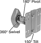 Image of Product. Style B. Front orientation. Contains Annotated. Monitor Mounts. Wall Monitor Mounts, Adjustable Angle, Screw-On Base, Style B.