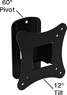 Image of Product. Style A. Front orientation. Contains Annotated. Monitor Mounts. Wall Monitor Mounts, Adjustable Angle, Screw-On Base, Style A.