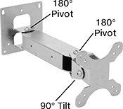 Image of Product. Style G. Front orientation. Contains Annotated. Monitor Mounts. Wall Monitor Mounts, Extendable, Screw-On Base, Style G.