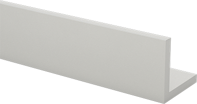 Image of Product. Front orientation. Anodized Architectural 6063 Aluminum 90 Degree Angle, 2 mm Wall Thickness, 15 mm High x 15 mm Wide Outside, 2' Long.