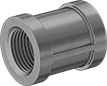 Image of Product. Front orientation. Pipe and Fittings. Low-Pressure Galvanized Iron and Steel Threaded Pipe Fittings, Straight Connectors, Threaded Fitting Connection, Female.