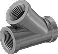 Image of Product. Female. Front orientation. Pipe and Fittings. Low-Pressure Galvanized Iron and Steel Threaded Pipe Fittings, Wye Connectors, Threaded Fitting Connection, Female.