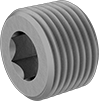 Image of Product. Male. Front orientation. Pipe and Fittings. Low-Pressure Galvanized Iron and Steel Threaded Pipe Fittings, Hex-Drive Plugs, Threaded Fitting Connection, Male.